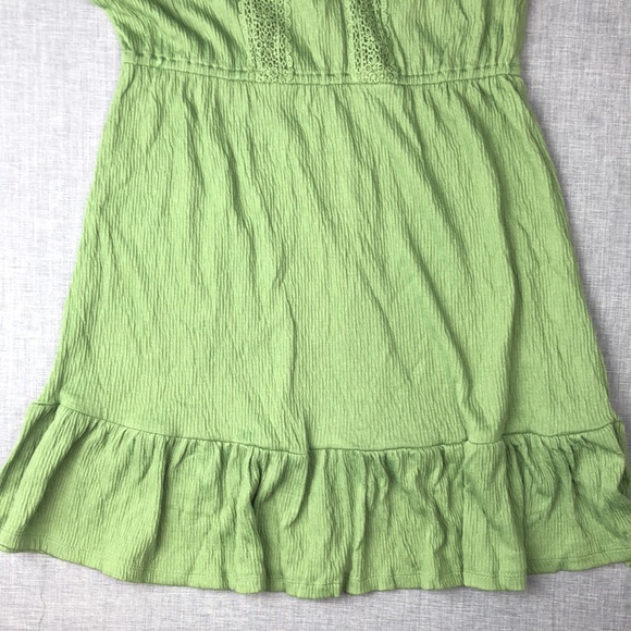 Avocado Green Ruffle Hem Peasant Dress Juniors Size XS, S, XL - Picture 4 of 5